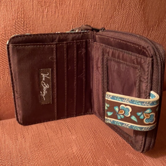 Vera Bradley Retired Java Blue pattern Mini Zip Wallet / Coin Purse. - Picture 2 of 6